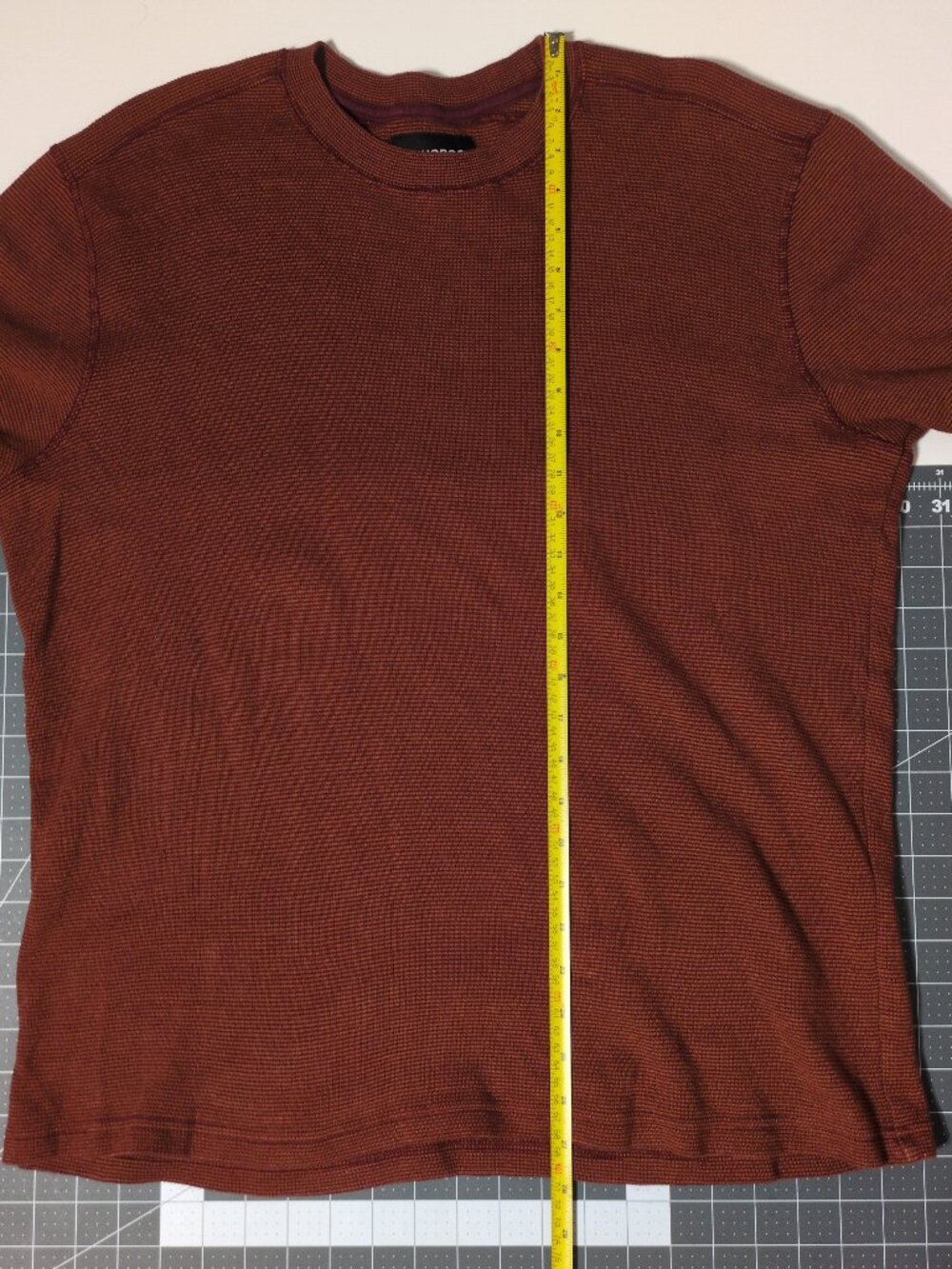 Bonobos Mens Large Cotton Long Sleeve Shirt Sweater Waffle Knit Orange Copper - Picture 7 of 8